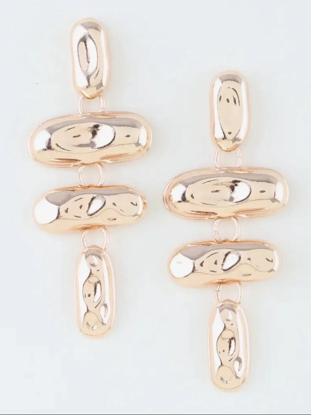 Gold Hammered Drop Earrings (5501)